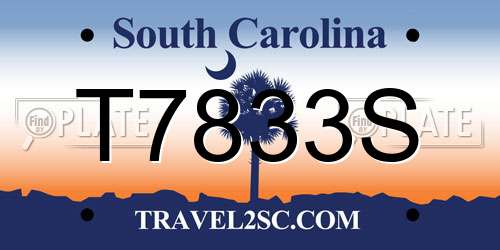 T7833S South Carolina License Plate