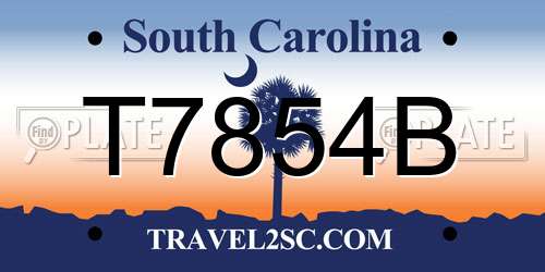 T7854B South Carolina License Plate
