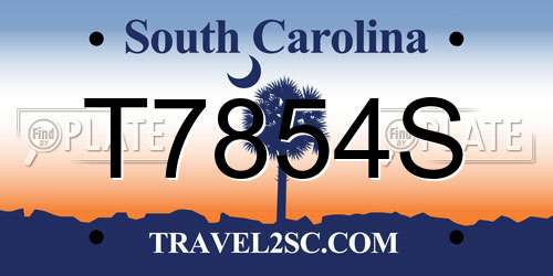 T7854S South Carolina License Plate