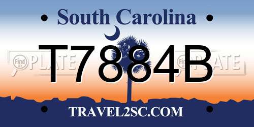 T7884B South Carolina License Plate