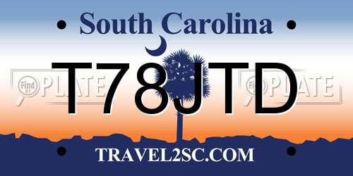 T78JTD South Carolina License Plate