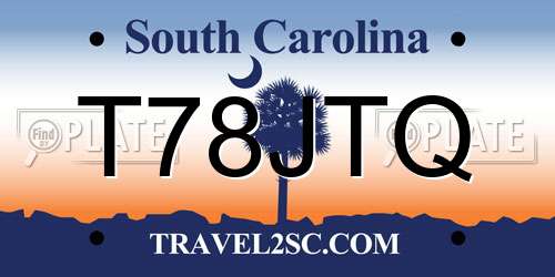 T78JTQ South Carolina License Plate