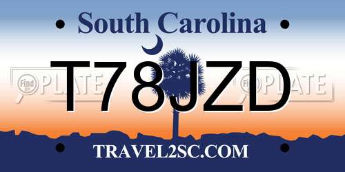 T78JZD South Carolina License Plate