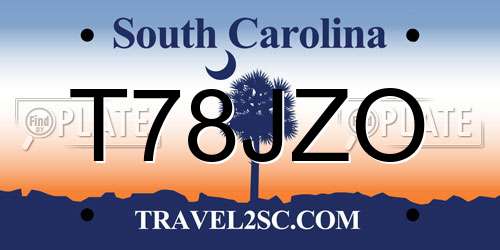 T78JZO South Carolina License Plate