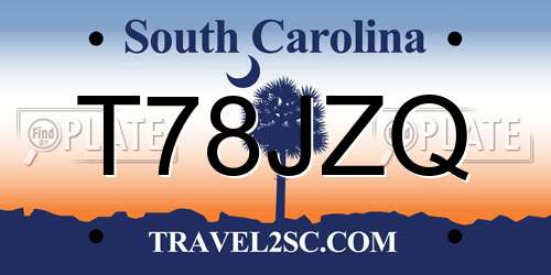 T78JZQ South Carolina License Plate