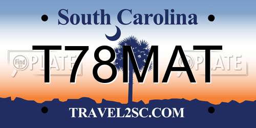T78MAT South Carolina License Plate