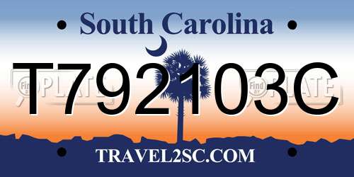 T792103C South Carolina License Plate