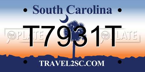 T7931T South Carolina License Plate
