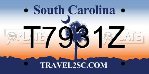 T7931Z South Carolina License Plate