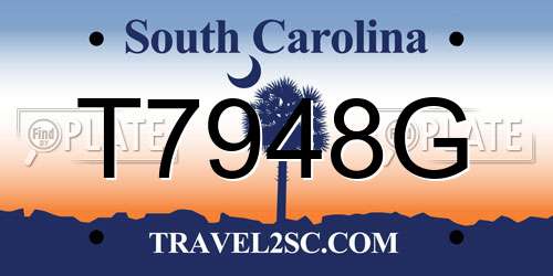 T7948G South Carolina License Plate