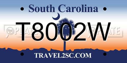 T8002W South Carolina License Plate