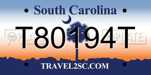 T80194T South Carolina License Plate