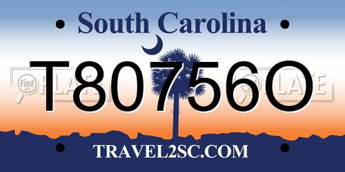 T80756O South Carolina License Plate