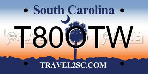 T80OTW South Carolina License Plate