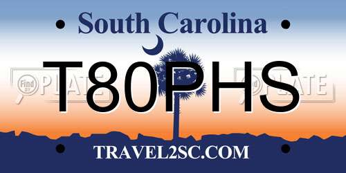 T80PHS South Carolina License Plate