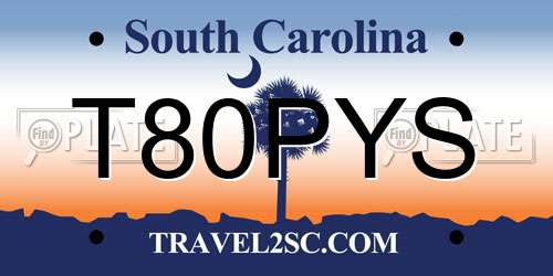 T80PYS South Carolina License Plate