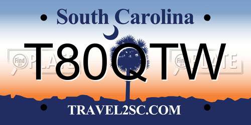 T80QTW South Carolina License Plate