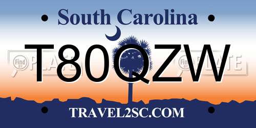 T80QZW South Carolina License Plate