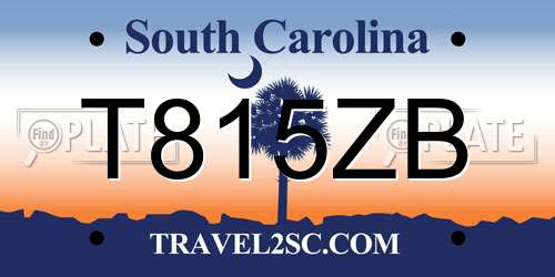 T815ZB South Carolina License Plate