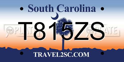 T815ZS South Carolina License Plate