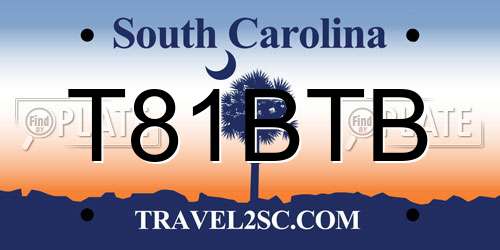 T81BTB South Carolina License Plate