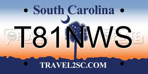 T81NWS South Carolina License Plate