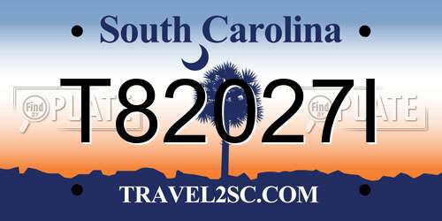 T82027I South Carolina License Plate