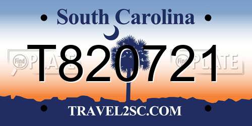 T820721 South Carolina License Plate