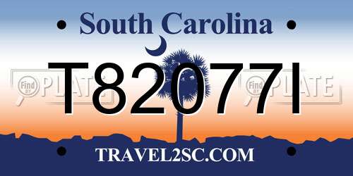 T82077I South Carolina License Plate