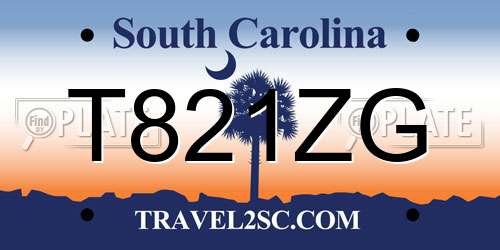 T821ZG South Carolina License Plate