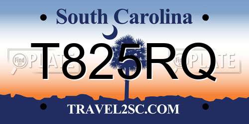 T825RQ South Carolina License Plate