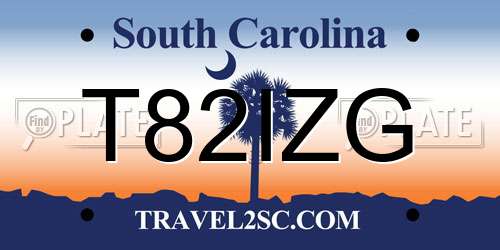 T82IZG South Carolina License Plate