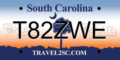 T82ZWE South Carolina License Plate