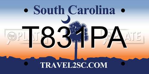 T831PA South Carolina License Plate