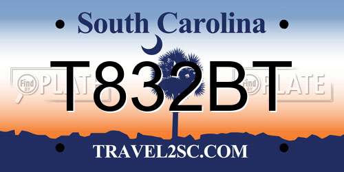 T832BT South Carolina License Plate