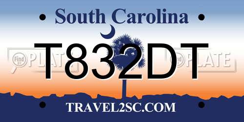 T832DT South Carolina License Plate