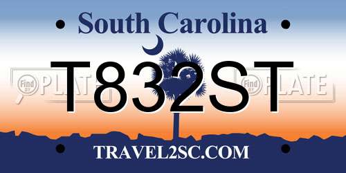 T832ST South Carolina License Plate
