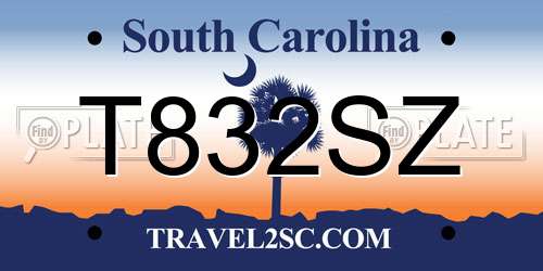 T832SZ South Carolina License Plate