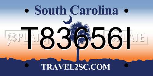 T83656I South Carolina License Plate