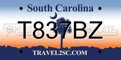 T837BZ South Carolina License Plate