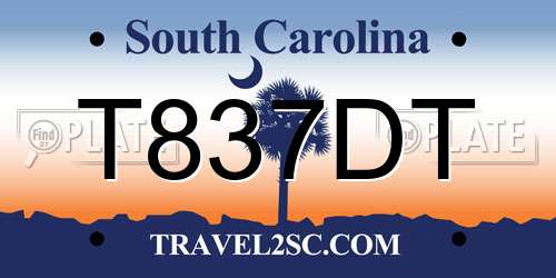 T837DT South Carolina License Plate