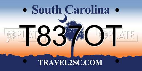 T837OT South Carolina License Plate
