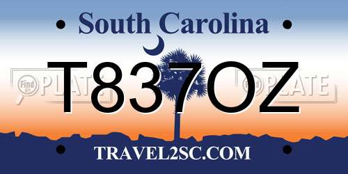 T837OZ South Carolina License Plate