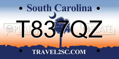 T837QZ South Carolina License Plate