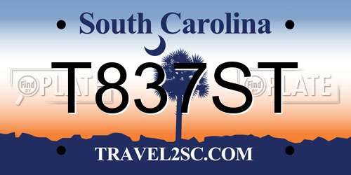 T837ST South Carolina License Plate