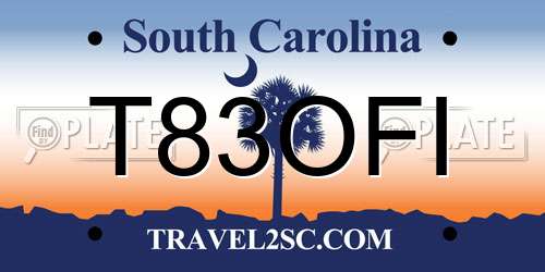 T83OFI South Carolina License Plate