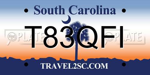 T83QFI South Carolina License Plate