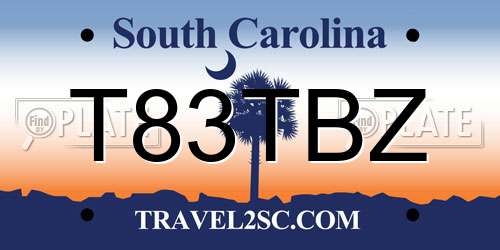 T83TBZ South Carolina License Plate