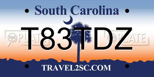 T83TDZ South Carolina License Plate