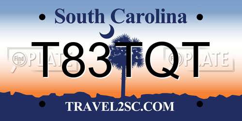 T83TQT South Carolina License Plate